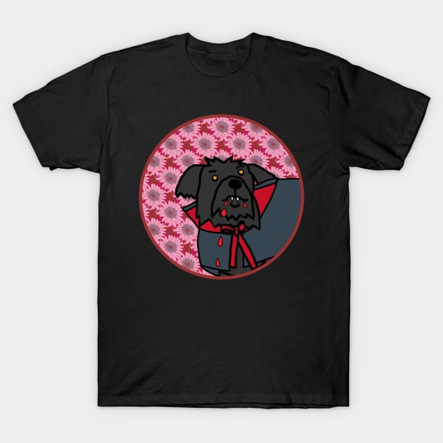 Portrait of a Halloween Horror Vampire Dog T-Shirt by ellenhenryart